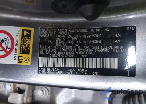 2018 Toyota Highlander Se from USA, damaged, VIN 5TDJZRFH5JS812954